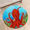 Red Octopus Round Carpet Floor Rug Living Room Bedroom Decor Round Area Rug Carpet