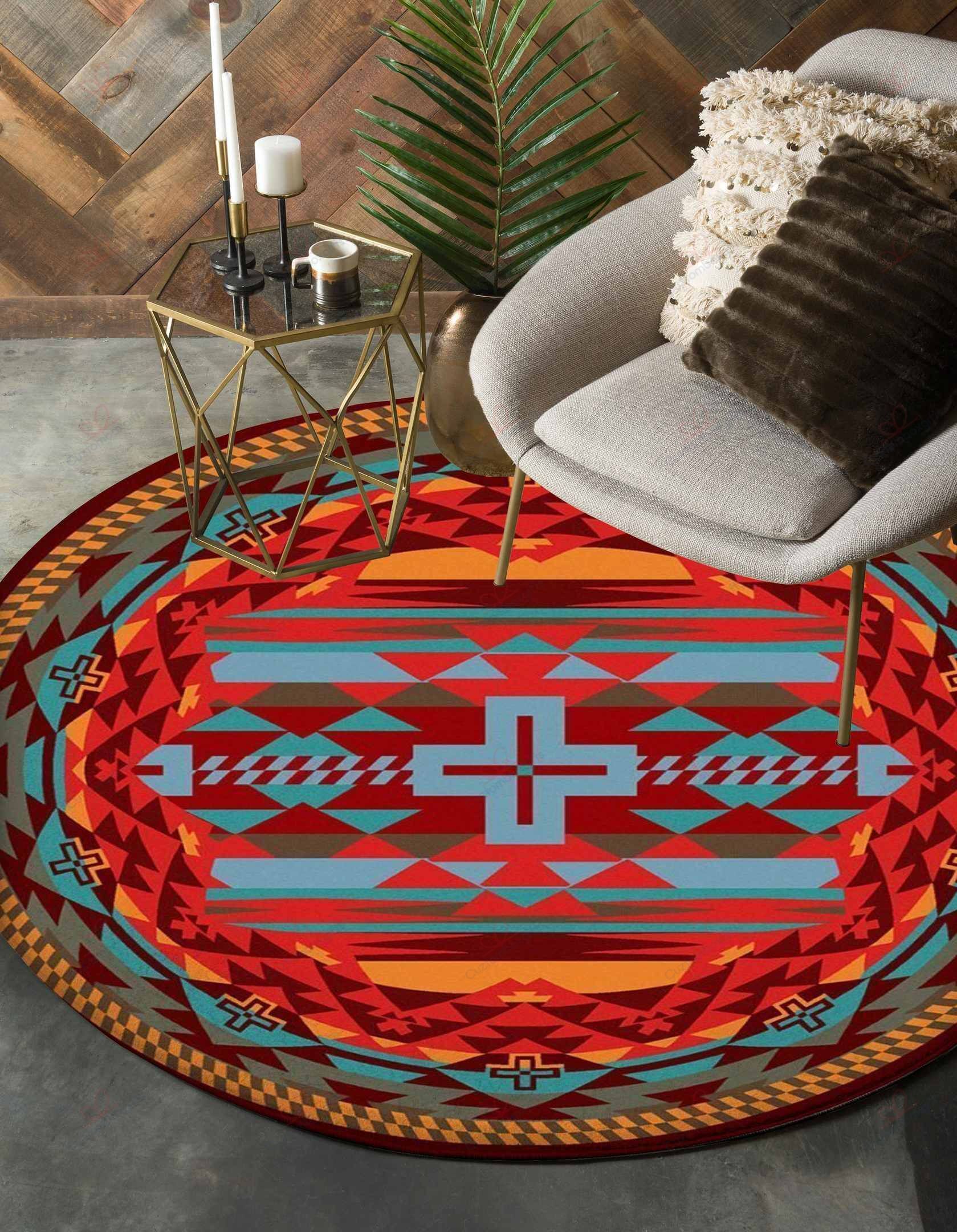 Red Orange Cross Pattern Native American Pride Round Carpet Floor Rug Living Room Bedroom Decor Round Area Rug Carpet Red Orange Cross Pattern Native American Pride Round Carpet Floor Rug Living Room Bedroom Decor Round Area Rug Carpet