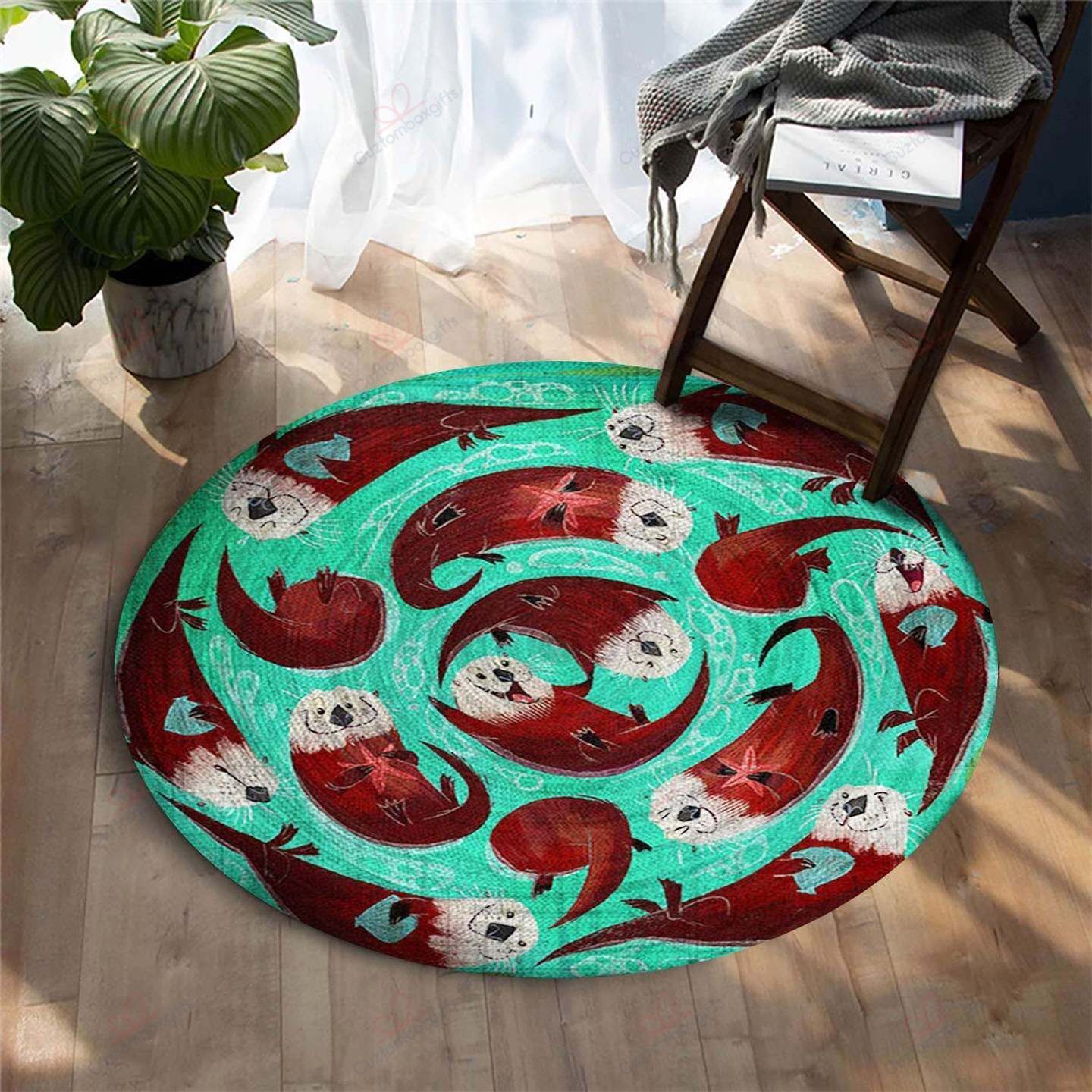 Red Otter Round Carpet Floor Rug Living Room Bedroom Decor Round Area Rug Carpet Red Otter Round Carpet Floor Rug Living Room Bedroom Decor Round Area Rug Carpet