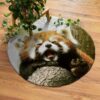 Red Panda Round Carpet Floor Rug Living Room Bedroom Decor Round Area Rug Carpet