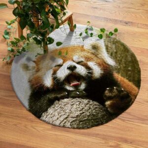 Red Panda Round Carpet Floor Rug Living Room Bedroom Decor Round Area Rug Carpet