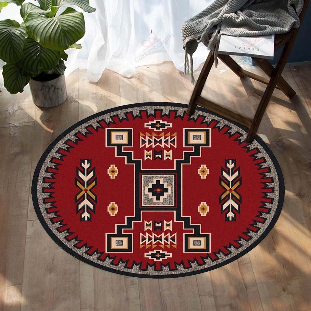 Red Pattern Native American Round Carpet Floor Rug Living Room Bedroom Decor Round Area Rug Carpet Red Pattern Native American Round Carpet Floor Rug Living Room Bedroom Decor Round Area Rug Carpet