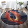 Red Phoenix Round Carpet Floor Rug Living Room Bedroom Decor Round Area Rug Carpet