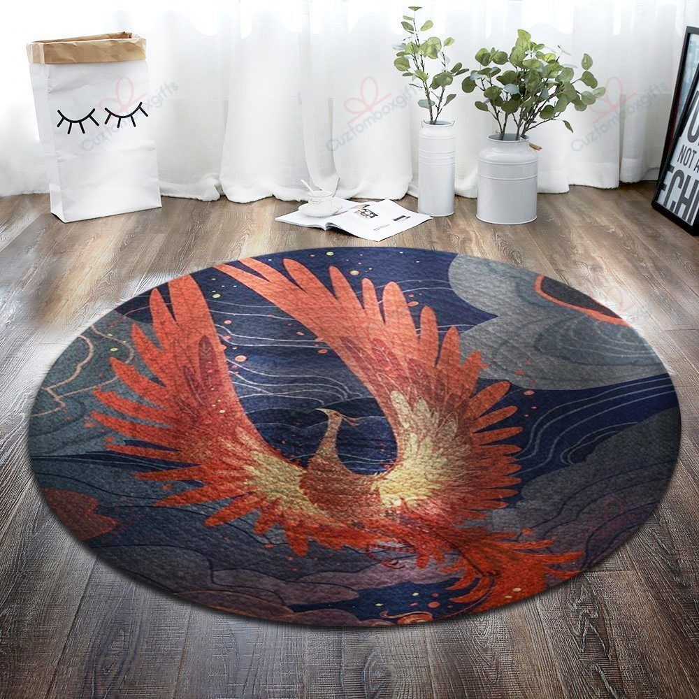 Red Phoenix Round Carpet Floor Rug Living Room Bedroom Decor Round Area Rug Carpet Red Phoenix Round Carpet Floor Rug Living Room Bedroom Decor Round Area Rug Carpet