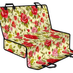 Red Pink Rose Floral Pattern Print Pet Car Back Seat Cover - ef5546249691