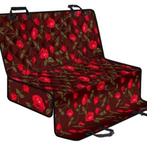 Red Rose Floral Flower Pattern Print Pet Car Back Seat Cover - 7dae7c7330f0