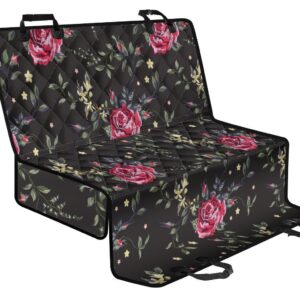 Red Rose Floral Pattern Print Pet Car Back Seat Cover - 646886d714af