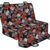 Red Rose Grey Skull Pattern Print Pet Car Back Seat Cover - 3d37a81a1148