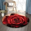 Red Rose Round Carpet Floor Rug Living Room Bedroom Decor Round Area Rug Carpet