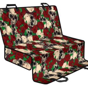 Red Rose Skull Pattern Print Pet Car Back Seat Cover - 1a914340d703