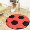 Red Soccer Round Carpet Floor Rug Living Room Bedroom Decor Round Area Rug Carpet