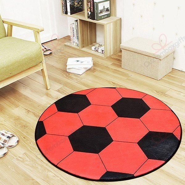 Red Soccer Round Carpet Floor Rug Living Room Bedroom Decor Round Area Rug Carpet Red Soccer Round Carpet Floor Rug Living Room Bedroom Decor Round Area Rug Carpet