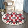 Red Star Round Carpet Floor Rug Living Room Bedroom Decor Round Area Rug Carpet