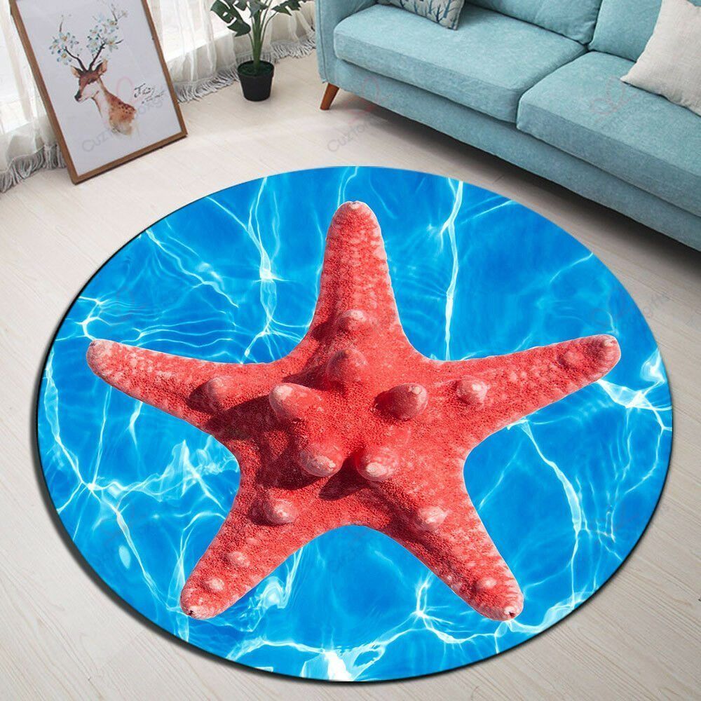 Red Starfish Round Carpet Floor Rug Living Room Bedroom Decor Round Area Rug Carpet Red Starfish Round Carpet Floor Rug Living Room Bedroom Decor Round Area Rug Carpet