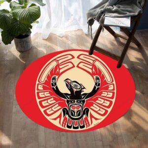 Red Thunderbird Native American Round Carpet Floor Rug Living Room Bedroom Decor Round Area Rug Carpet