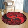 Red Tree Of Life Round Carpet Floor Rug Living Room Bedroom Decor Round Area Rug Carpet