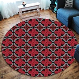Red Viking Symbol Round Carpet Floor Rug Living Room Bedroom Decor Round Area Rug Carpet