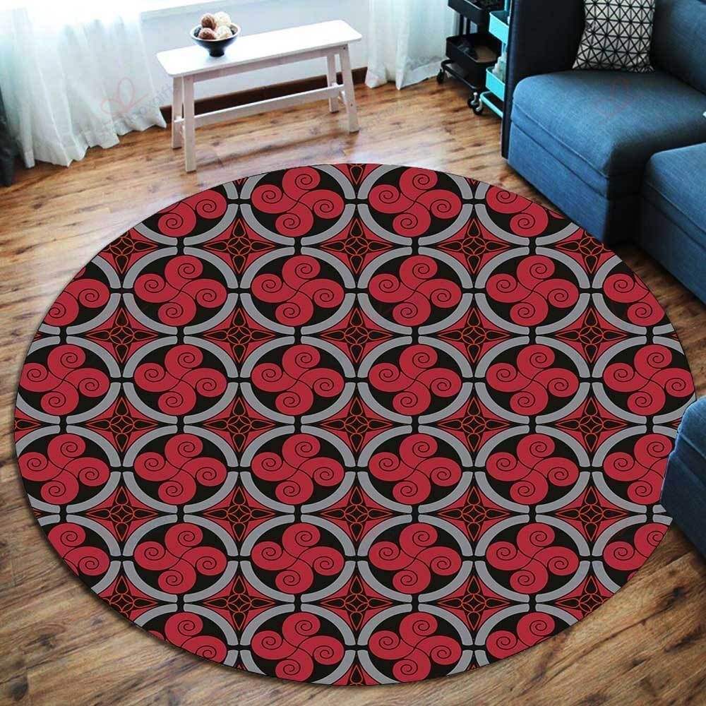 Red Viking Symbol Round Carpet Floor Rug Living Room Bedroom Decor Round Area Rug Carpet Red Viking Symbol Round Carpet Floor Rug Living Room Bedroom Decor Round Area Rug Carpet