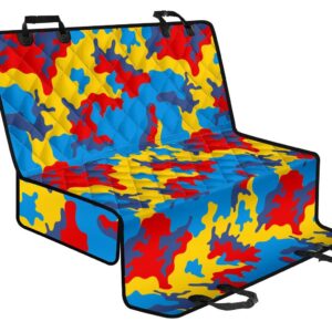 Red Yellow And Blue Camouflage Print Pet Car Back Seat Cover - adec733eae79