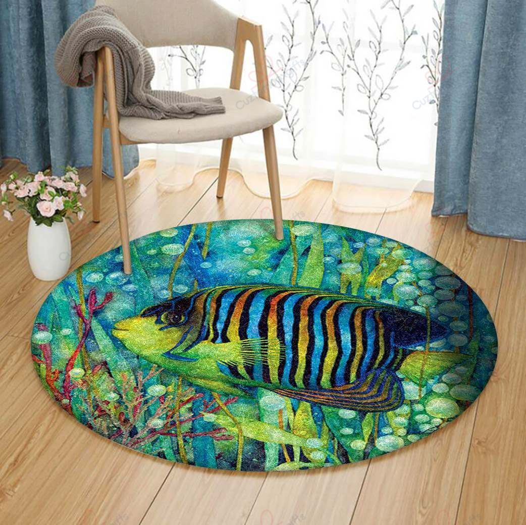 Regal Angelfish Round Carpet Floor Rug Living Room Bedroom Decor Round Area Rug Carpet Regal Angelfish Round Carpet Floor Rug Living Room Bedroom Decor Round Area Rug Carpet