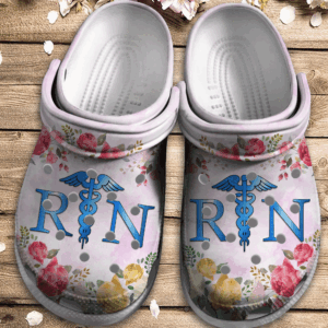 Registered Nurse Flowers Crocs Clog Shoes – Rn Crocbland Clog Birthday Gift For Woman Girl Daughter Girlfriend