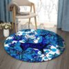 Reindeer Blue Round Carpet Floor Rug Living Room Bedroom Decor Round Area Rug Carpet