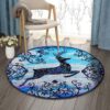 Reindeer Round Carpet Floor Rug Living Room Bedroom Decor Round Area Rug Carpet