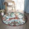 Reindeer Round Carpet Floor Rug Living Room Bedroom Decor Round Area Rug Carpet