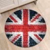 Retro Brick Wall Uk Flag Round Carpet Floor Rug Living Room Bedroom Decor Round Area Rug Carpet
