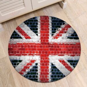 Retro Brick Wall Uk Flag Round Carpet Floor Rug Living Room Bedroom Decor Round Area Rug Carpet
