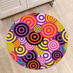 Retro Circles Round Carpet Floor Rug Living Room Bedroom Decor Round Area Rug Carpet