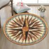 Retro Compass Round Carpet Floor Rug Living Room Bedroom Decor Round Area Rug Carpet