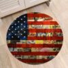Retro Graffiti Amerian Flag Round Carpet Floor Rug Living Room Bedroom Decor Round Area Rug Carpet