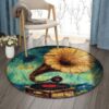 Retro Phonograph Round Carpet Floor Rug Living Room Bedroom Decor Round Area Rug Carpet