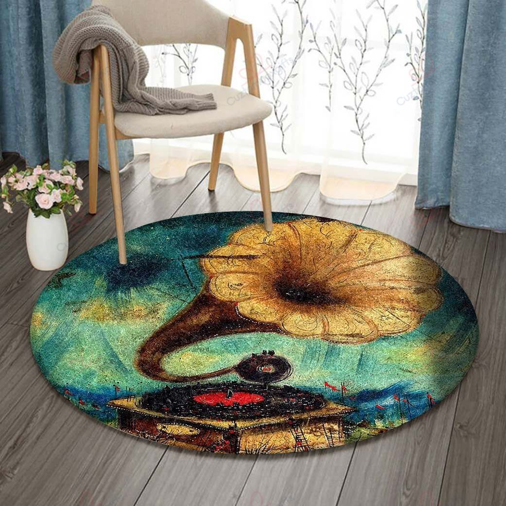 Retro Phonograph Round Carpet Floor Rug Living Room Bedroom Decor Round Area Rug Carpet Retro Phonograph Round Carpet Floor Rug Living Room Bedroom Decor Round Area Rug Carpet