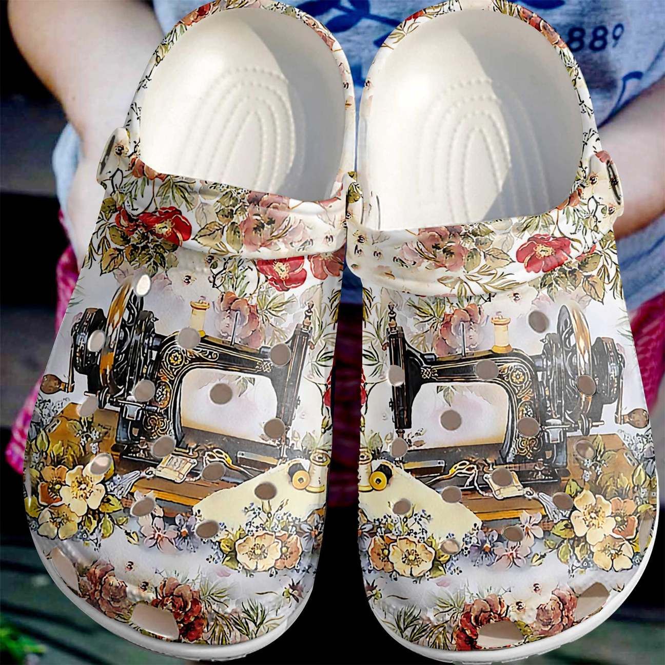 Retro Sewing Machine Personalized Clog Custom Crocs Fashionstyle Comfortable For Women Men Kid Print 3D Retro Sewing Machine Personalized Clog Custom Crocs Fashionstyle Comfortable For Women Men Kid Print 3D