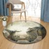 Rhino Love Round Carpet Floor Rug Living Room Bedroom Decor Round Area Rug Carpet