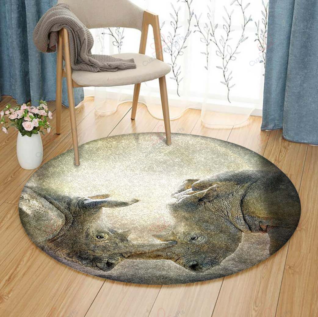 Rhino Love Round Carpet Floor Rug Living Room Bedroom Decor Round Area Rug Carpet Rhino Love Round Carpet Floor Rug Living Room Bedroom Decor Round Area Rug Carpet