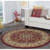 Rhythm Transitional Oriental Round Carpet Floor Rug Living Room Bedroom Decor Round Area Rug Carpet