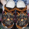 Riding Skeleton Skull Crocs Clog Shoes Racing Men – Ghost Skull Fire Shoes Crocbland Clog Gifts For Men Father Friends