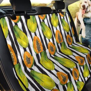 Ripe Papaya On Black And White Stripes Design Car Back Seat Cover Dog Car Seat Covers - f57db5d159c2