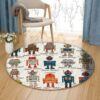 Robot Round Carpet Floor Rug Living Room Bedroom Decor Round Area Rug Carpet