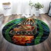 Rocket Painting 2 Round Carpet Floor Rug Living Room Bedroom Decor Round Area Rug Carpet