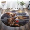 Rocket Painting 3 Round Carpet Floor Rug Living Room Bedroom Decor Round Area Rug Carpet