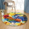 Rooster Flower Round Carpet Floor Rug Living Room Bedroom Decor Round Area Rug Carpet