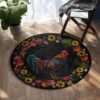 Rooster Flowers Round Carpet Floor Rug Living Room Bedroom Decor Round Area Rug Carpet