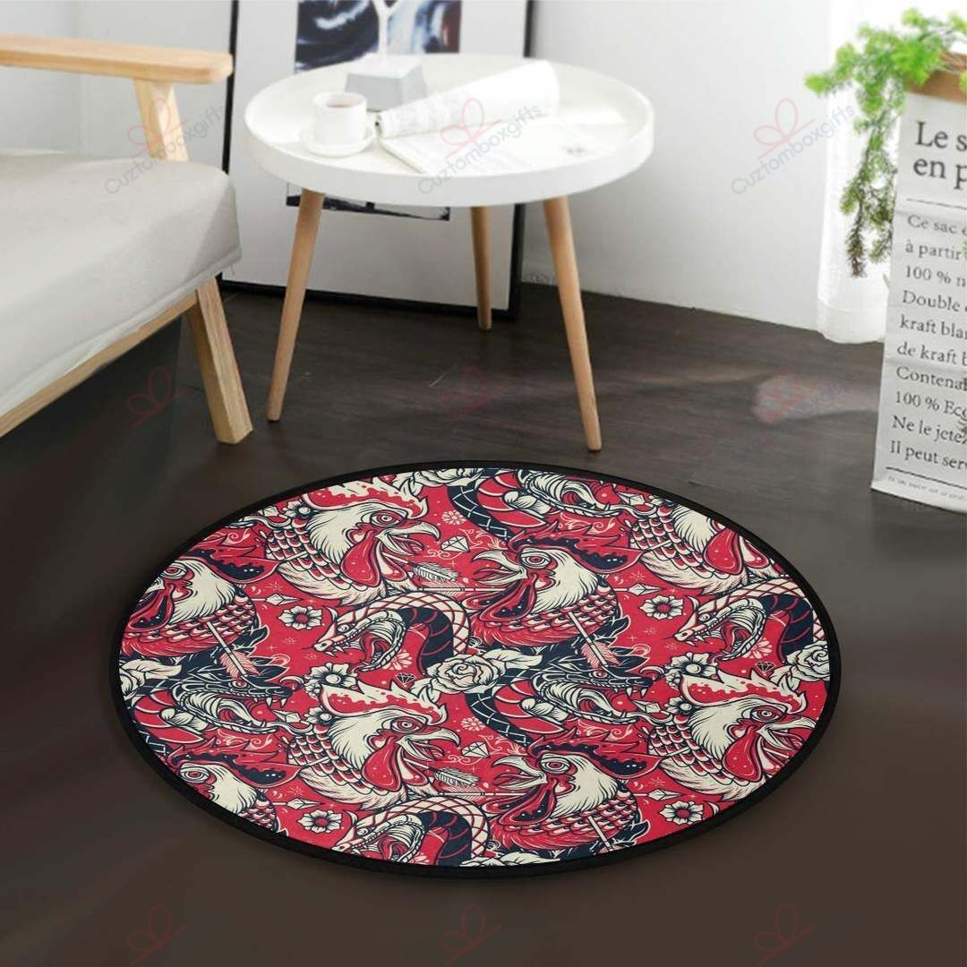 Rooster Snake Round Carpet Floor Rug Living Room Bedroom Decor Round Area Rug Carpet Rooster Snake Round Carpet Floor Rug Living Room Bedroom Decor Round Area Rug Carpet