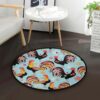 Rooster Snowflake Round Carpet Floor Rug Living Room Bedroom Decor Round Area Rug Carpet