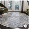 Rosdorf Park Marys Rustic Hand Tufted Wool Blue Round Carpet Floor Rug Living Room Bedroom Decor Round Area Rug Carpet