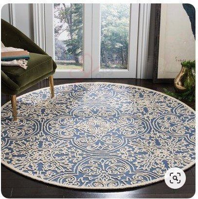 Rosdorf Park Marys Rustic Hand Tufted Wool Blue Round Carpet Floor Rug Living Room Bedroom Decor Round Area Rug Carpet Rosdorf Park Marys Rustic Hand Tufted Wool Blue Round Carpet Floor Rug Living Room Bedroom Decor Round Area Rug Carpet